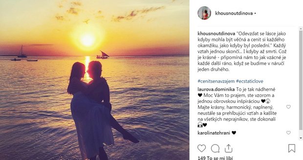 Lilia Khousnoutdinová sdílela romantické foto s (ne)romantickým vyznáním.