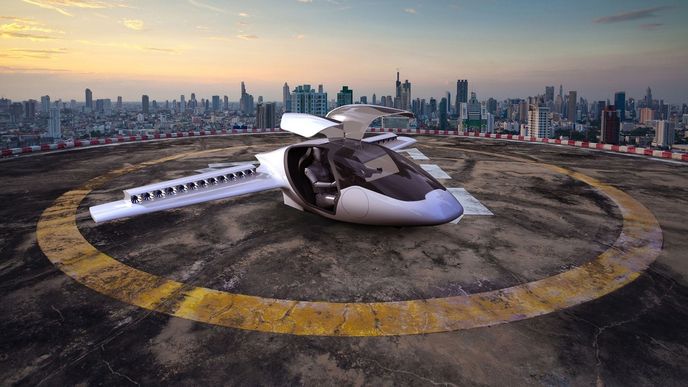 Elektrické aerotaxi start-upu Lilium, prozatím na vizualizaci
