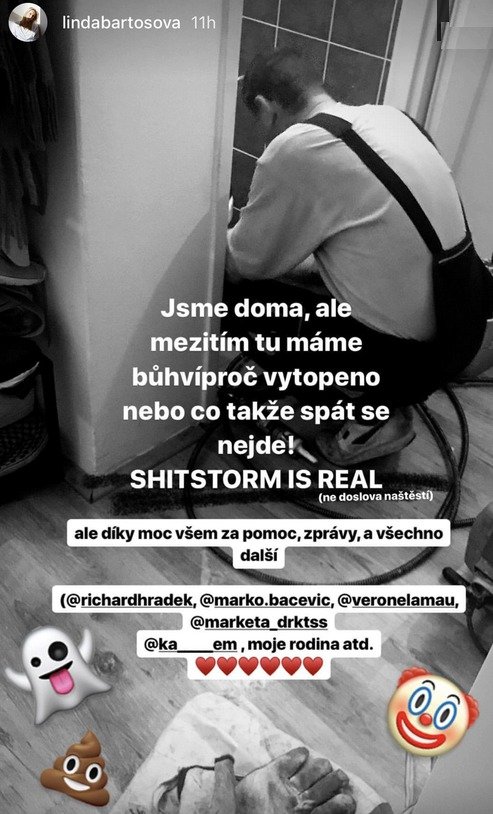 Linda Bartošová se vrátila domů a zjistila, že byt je vytopený.