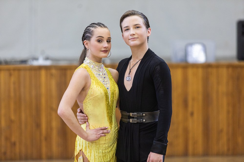 Linda Ondrušová a Matyáš Grossmann (Strážnice a Březolupy) jsou mistry v latinskoamerických tancích.