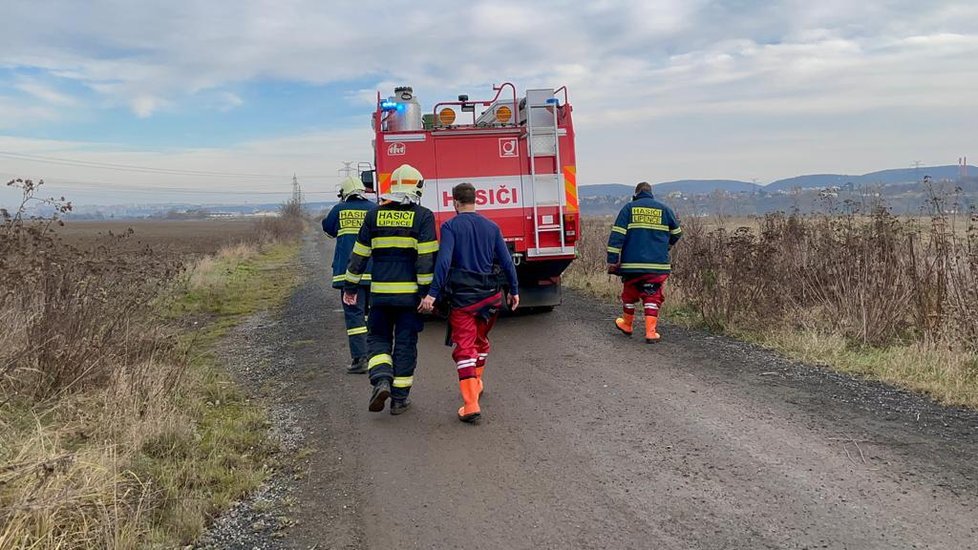 Hasiči se pokoušeli oživit psa, pod kterým se probořil led na rybníku v Lipencích na okraji Prahy.