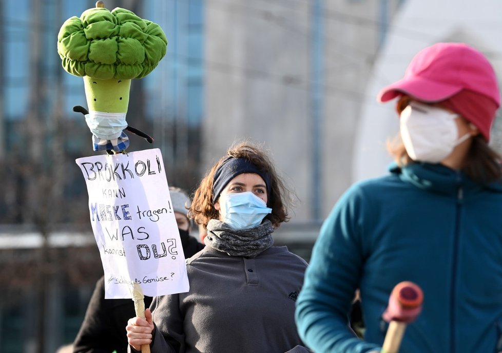 Demonstrace odpůrců opatření proti koronaviru a jejich oponentů v německém Lipsku (21. 11. 2020)