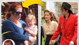 Lisa Maria Presley s jedním ze svých dvojčat. Vypadá k nepoznání. Zanedbaně a uštvaně. Snímek pořídili paparazzi na začátku března. Na druhém je se svým bývalým manželem Michaelem Jacksonem.