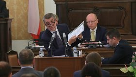 Andrej Babiš (ANO) během mimořádné schůze Sněmovny ke kauze lithium