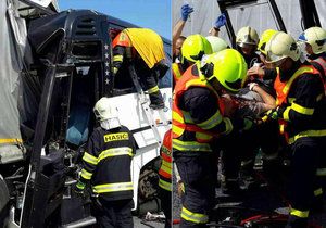 U Litovle se srazil autobus plný dětí s kamionem