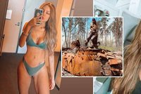 Kráska odvážně pózovala na zničeném ruském tanku: Putinovi přívrženci jí vyhrožují smrtí!