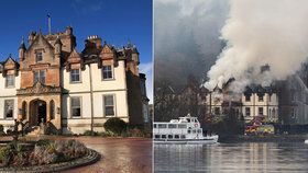 Luxusní hotel Cameron House zachvátil rozsáhlý požár.