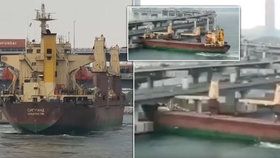 Ruská loď najela do pilíře mostu. Kapitán byl prý opilý