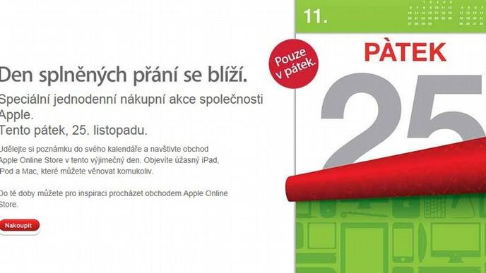 Lokalizované je to podivně, ale nakoupit se slevami by zítra jít mělo. Black Friday v Česku oficiální nabídne pouze Apple Online Store na adrese store.apple.com/cz.