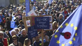 V Londýně lidé protestují za nové referendum o Brexitu