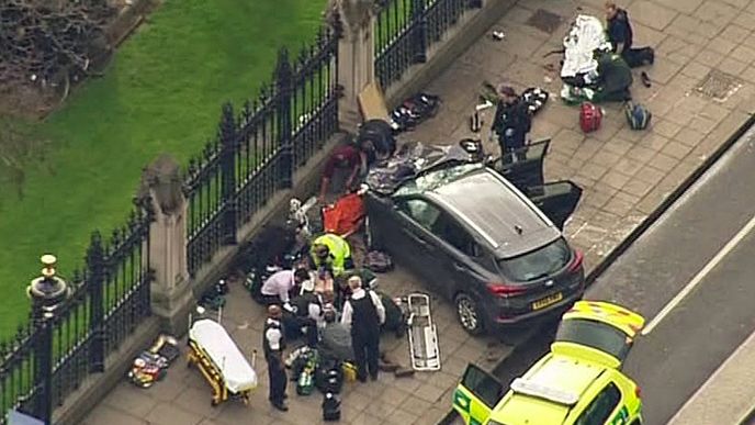 U plotu parlamentu naboural muž své auto, jeho útok nepřežili dva lidé na ulici a policista, dalších 20 lidí bylo zraněných. Zemřel i útočník.