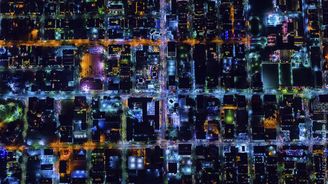 Vynikající noční letecké fotografie Las Vegas, Los Angeles a San Francisca 