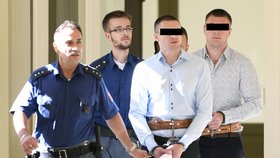 Dva muži, kteří čelí obžalobě z loupeže diamantů v pražském klenotnictví, u soudu.