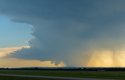 Silná bouřka nad Oderskými vrchy z letiště Mošnov