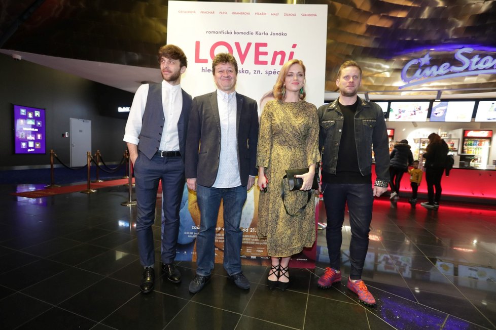 Premiéra filmu LOVEní: Roman Tomeš, Karel Janák, Ester Geislerová, Jakub Prachař