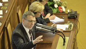 Ministr zahraničí Lubomír Zaorálek (ČSSD) opět svou řeč doprovodil výraznou gestikulací