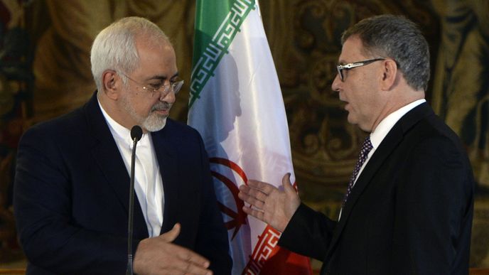 Ministr zahraničních věcí Lubomír Zaorálek a jeho íránský protějšek Mohammad Džavád Zaríf