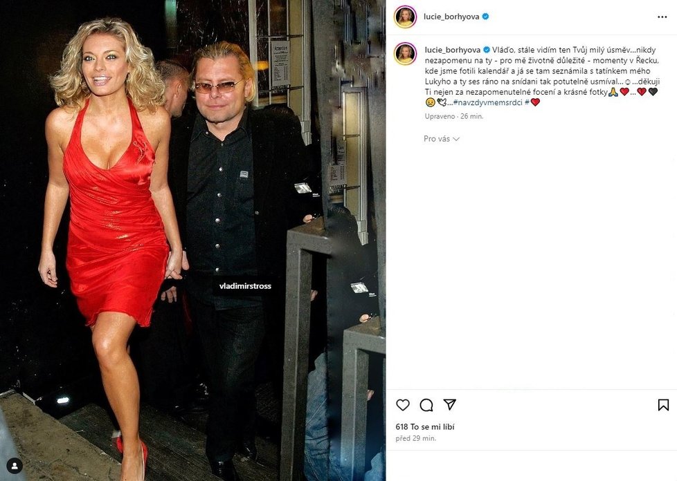 Lucie Borhyová vděčí Vladimíru Štrossovi za seznámení se svým ex Nicem Papadakisem.