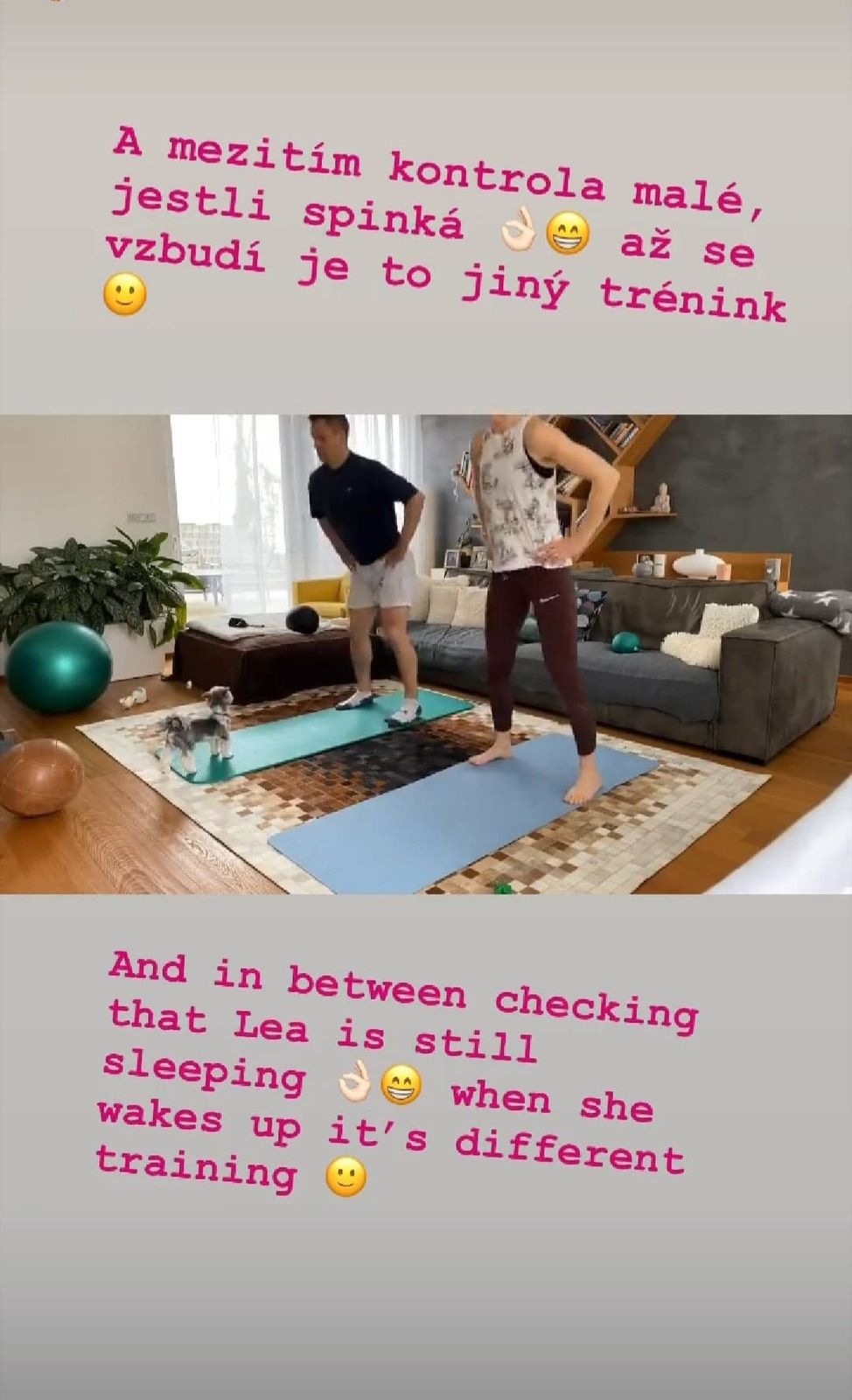 Tomáš Plekanec a Lucie Šafářová cvičí společně doma