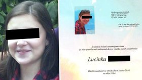 Co odhalilo parte nebohé studentky z Nového Jičína: Lucie (†16) zemřela už 6. ledna!