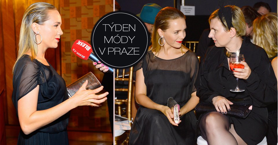 Lucka Vondráčková dorazila na přehlídku Prague Fashion Week ve volném černém topu. Skrývá těhotenské bříško?