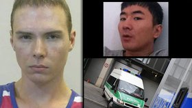Pornoherce a zabijáka Magnottu (vlevo) převáží po jeho dopadení německá policie. Zabil a rozřezal svého čínského spolubydlícího (vpravo)