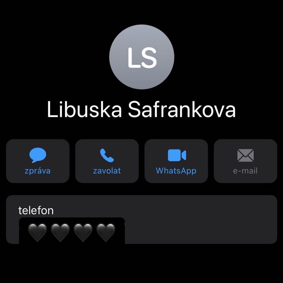 Takhle měla spisovatelka Markéta Lukášková v mobilu uloženou Libušku Šafránkovou.