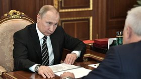 Šéf Lukoilu Vagit Alekperov u Vladimira Putina (duben 2016).