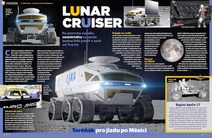 Po povrchu našeho vesmírného souseda rudé planety Mars budou lidé jezdit v autě Lubar Cruiser od Toyoty. Víc prozradí časopis ABC č. 20