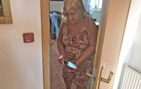Zděšená seniorka popadla nůž a lumpa bodla, když se na ni dobýval přes dveře.