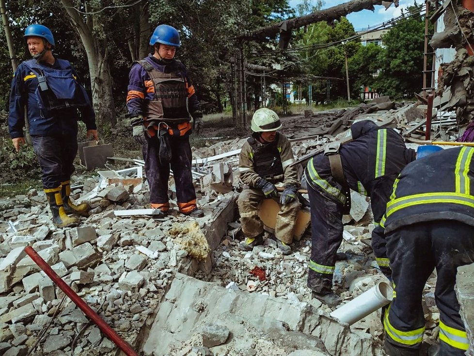 Následky ruského bombardování Lysyčansku