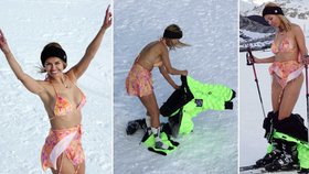 Ani mráz jí nevadí! Otužilá modelka na lyžovačku oblékla jen bikiny