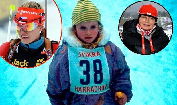 Foto z doby, kdy se biatlonistka Gabriela Soukalová poprvé postavila na lyže.