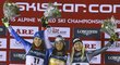 Tři nejlepší lyžařky z kombinačního závodu včetně zlaté Švýcarky Wendy Holdenerové