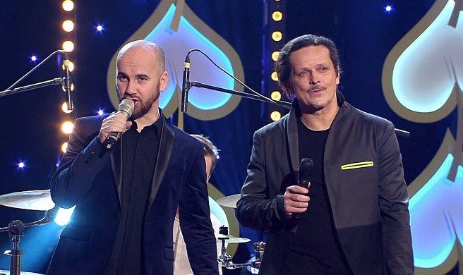 Michal Malátný a Igor Timko při vystoupení v pořadu Má vlast - galavečer ke 100 letům republiky