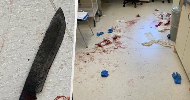 Šílenec napadl personál českobudějovické nemocnice mačetou: Policie obvinila muže (29) z těžkého ublížení na zdraví