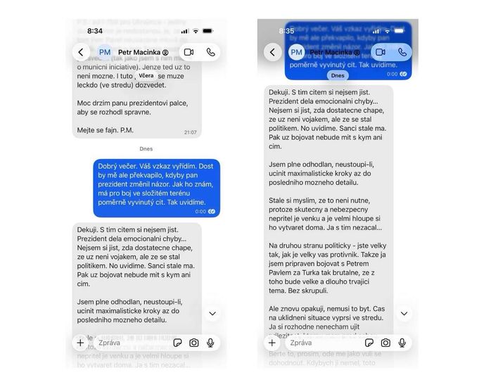 SMS zprávy poslané ministrem zahraničí Petrem Macinkou prezidentovu poradci Petru Kolářovi. SMS zprávy poslané ministrem zahraničí Petrem Macinkou prezidentovu poradci Petru Kolářovi.