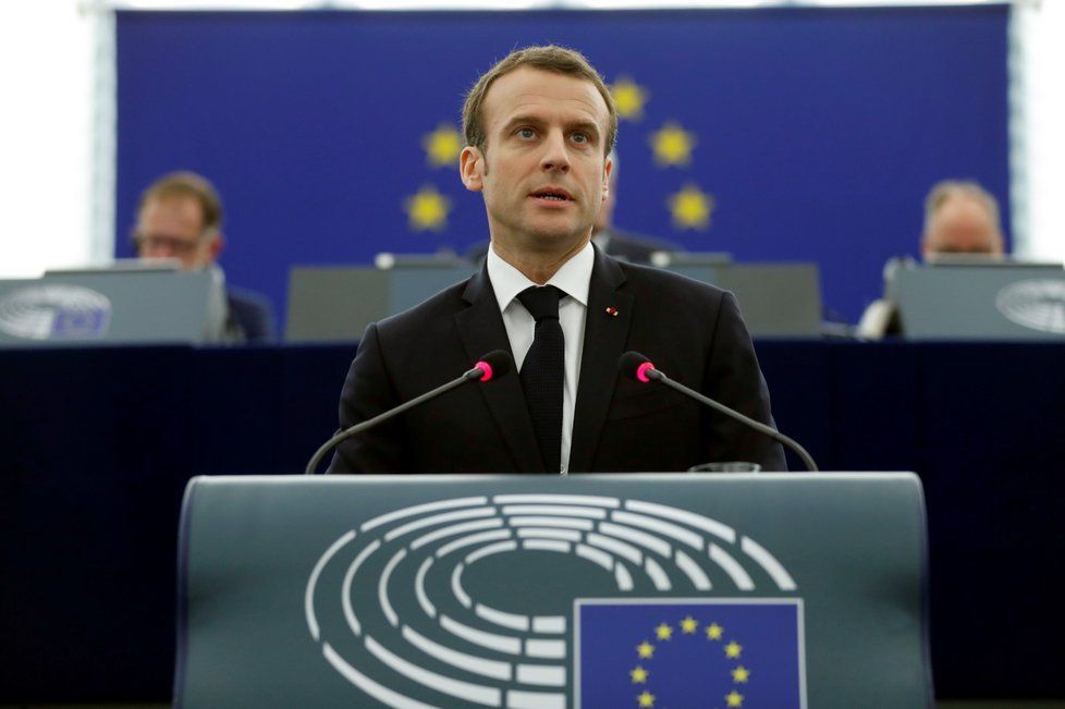 Emmanuel Macron, francouzský prezident, vystoupil se svým projevem v europarlamentu. (17. 4. 2018)