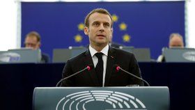 Emmanuel Macron, francouzský prezident, vystoupil se svým projevem v europarlamentu. (17.4.2018)