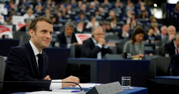 Emmanuel Macron, francouzský prezident, vystoupil se svým projevem v europarlamentu. (17.4.2018)