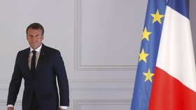 Prezident Emanuel Macron během svého projevu v Elysejském paláci (25. 4. 2019)