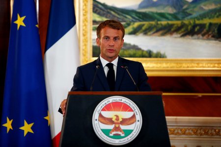 Francouzský prezident Emmanuel Macron v Iráku.