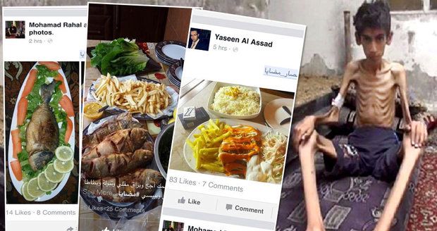 Tisíce lidí umírají hlady. Hyeny jim do Sýrie posílají fotky svých hostin 