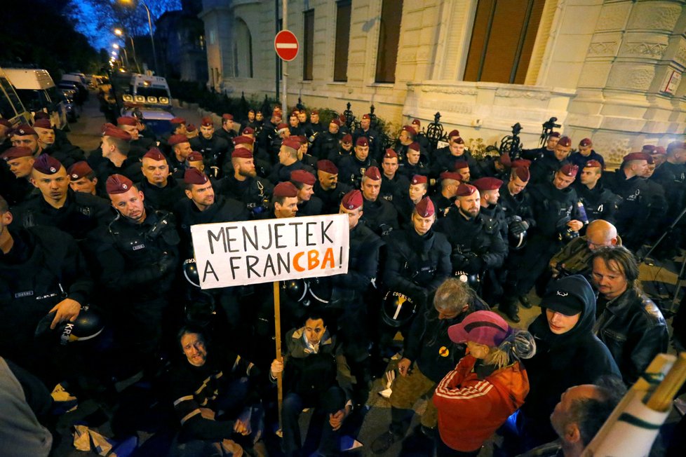 Lidé v Budapešti protestují proti novému zákonu proti Středoevropské univerzitě.