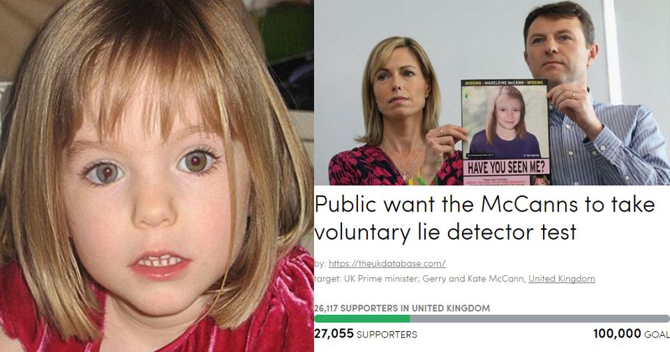 Lidé v internetové petici žádají, aby McCannovi podstoupili detektor lži.