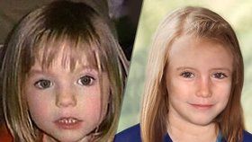 Maddie se ztratila, když jí byly necelé čtyři roky (vlevo). Policie nyní zveřejnila její pravděpodobnou podobu pět let od zmizení (vpravo).