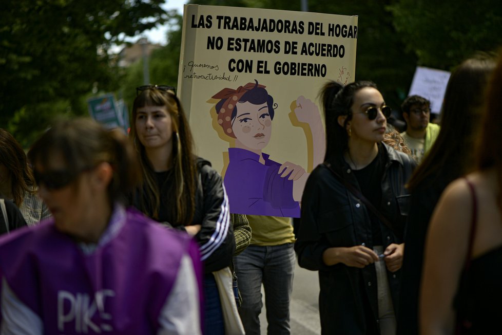 Demonstrace ke Svátku práce v Madridu (1. 5. 2023)