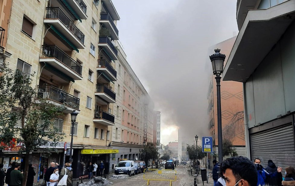 Exploze domu v Madridu.