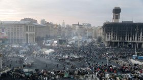 Ukrajinské náměstí Nezávislosti (Majdan), které se stalo centrem demonstrací proti někdejšímu režimu.
