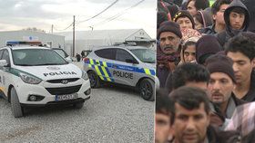 Čeští policisté hledají ekonomické migranty v Makedonii.